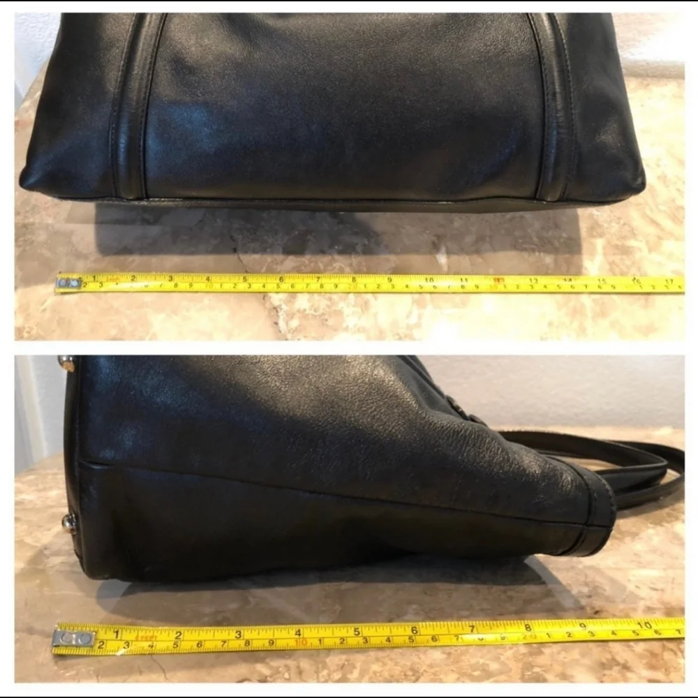 Gucci Black Leather Tote with Gold GG Emblem